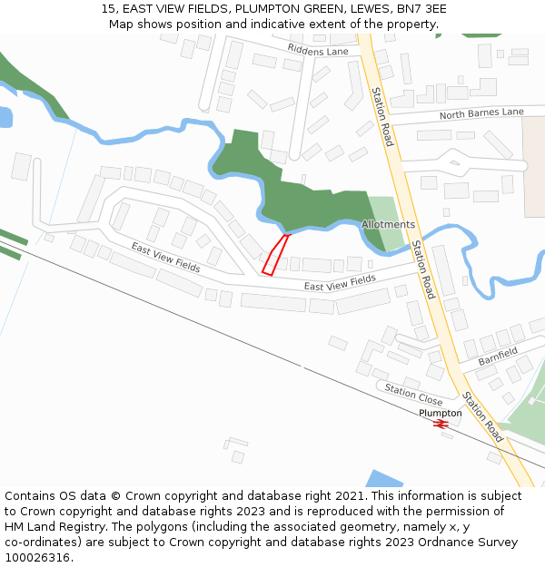 15, EAST VIEW FIELDS, PLUMPTON GREEN, LEWES, BN7 3EE: Location map and indicative extent of plot