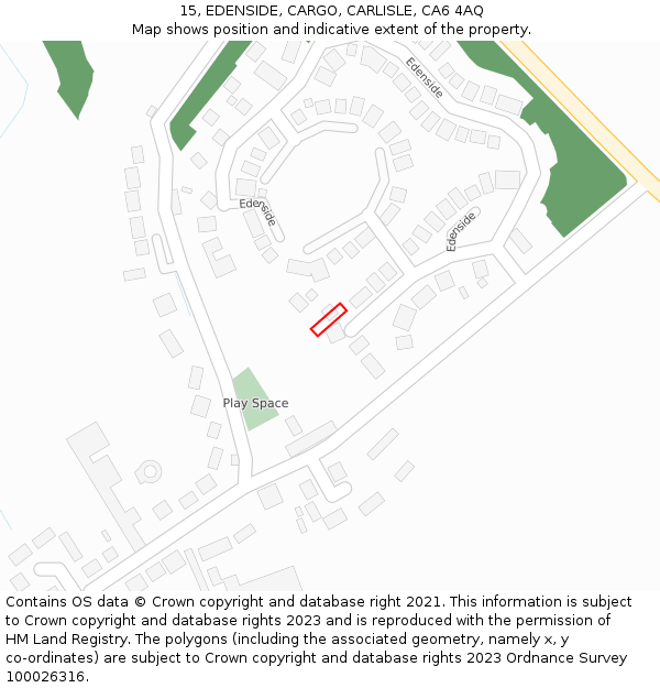 15, EDENSIDE, CARGO, CARLISLE, CA6 4AQ: Location map and indicative extent of plot