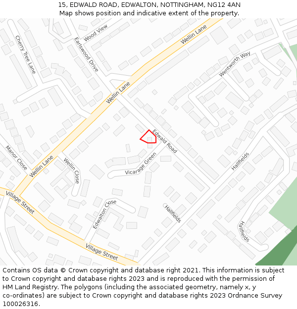 15, EDWALD ROAD, EDWALTON, NOTTINGHAM, NG12 4AN: Location map and indicative extent of plot