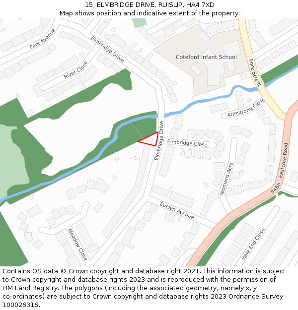 15, ELMBRIDGE DRIVE, RUISLIP, HA4 7XD: Location map and indicative extent of plot