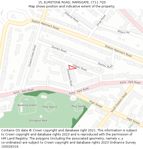 15, ELMSTONE ROAD, RAMSGATE, CT11 7QS: Location map and indicative extent of plot