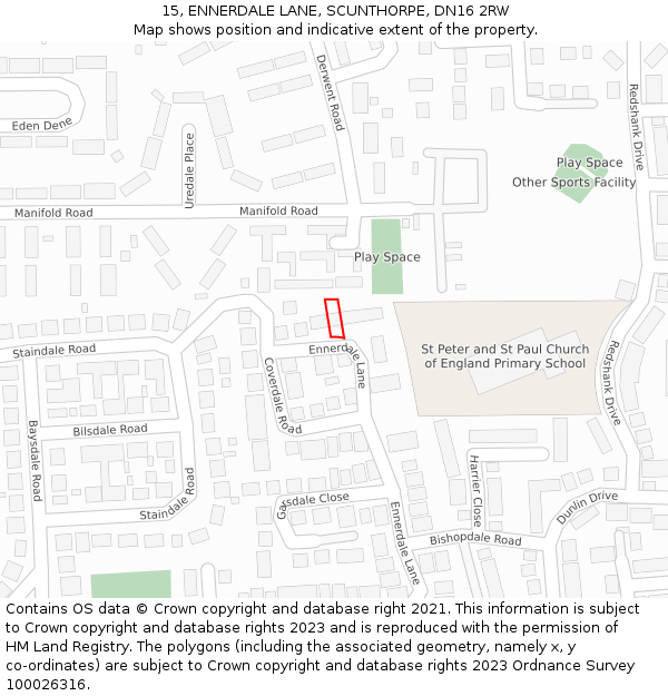 15, ENNERDALE LANE, SCUNTHORPE, DN16 2RW: Location map and indicative extent of plot