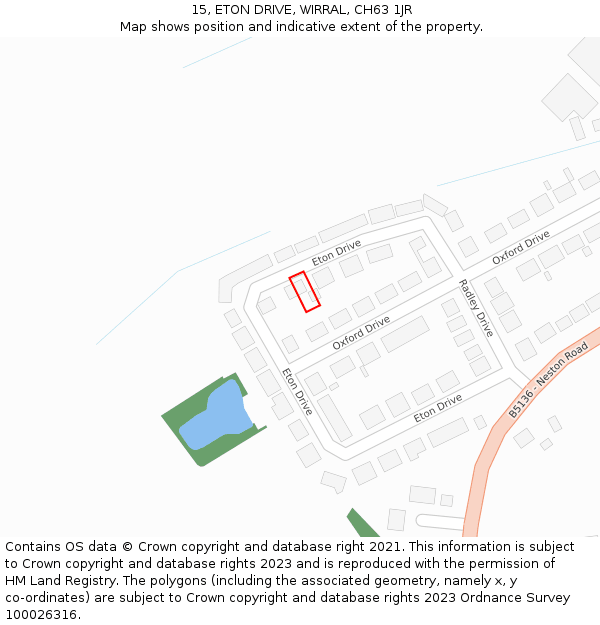 15, ETON DRIVE, WIRRAL, CH63 1JR: Location map and indicative extent of plot