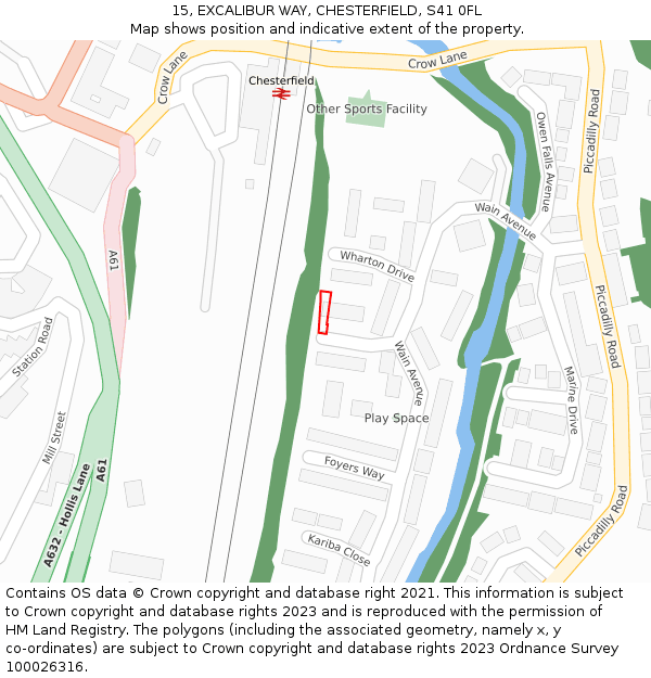 15, EXCALIBUR WAY, CHESTERFIELD, S41 0FL: Location map and indicative extent of plot