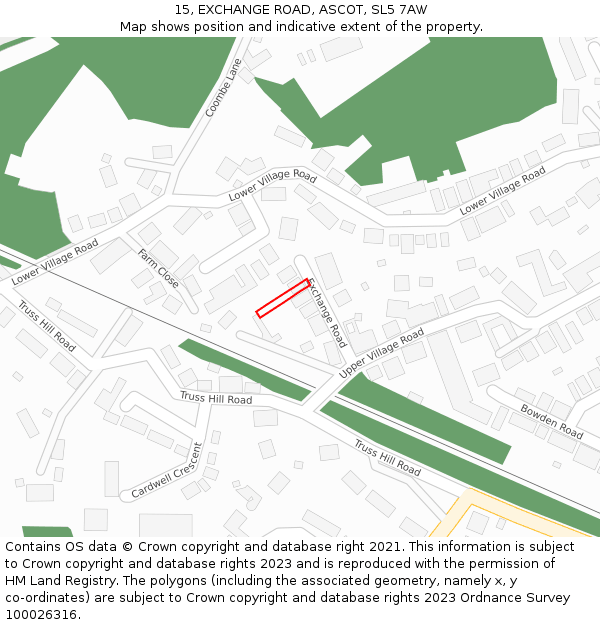 15, EXCHANGE ROAD, ASCOT, SL5 7AW: Location map and indicative extent of plot