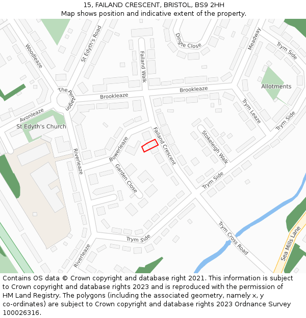 15, FAILAND CRESCENT, BRISTOL, BS9 2HH: Location map and indicative extent of plot