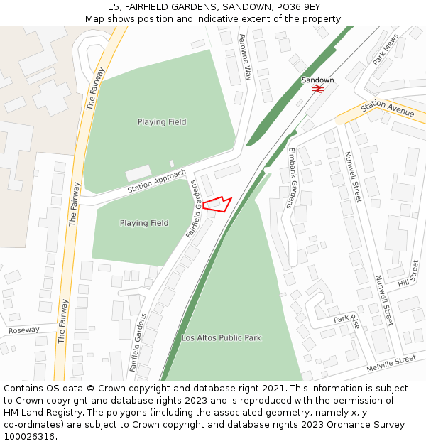 15, FAIRFIELD GARDENS, SANDOWN, PO36 9EY: Location map and indicative extent of plot