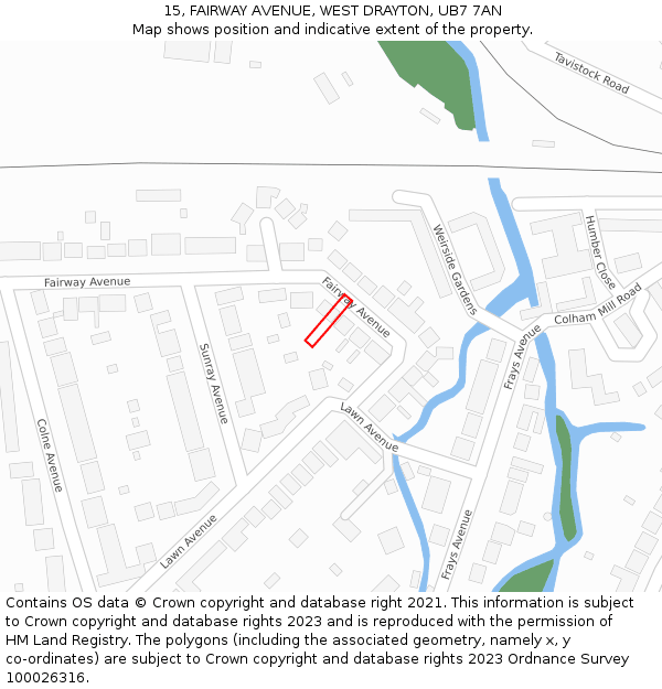 15, FAIRWAY AVENUE, WEST DRAYTON, UB7 7AN: Location map and indicative extent of plot