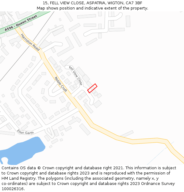 15, FELL VIEW CLOSE, ASPATRIA, WIGTON, CA7 3BF: Location map and indicative extent of plot
