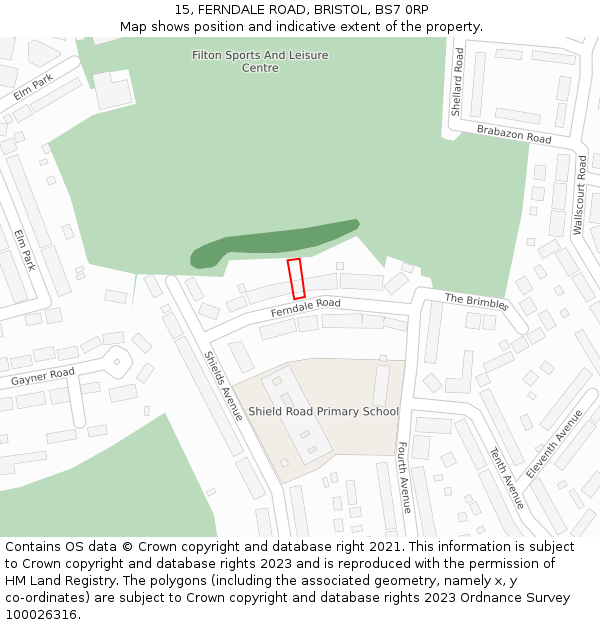 15, FERNDALE ROAD, BRISTOL, BS7 0RP: Location map and indicative extent of plot