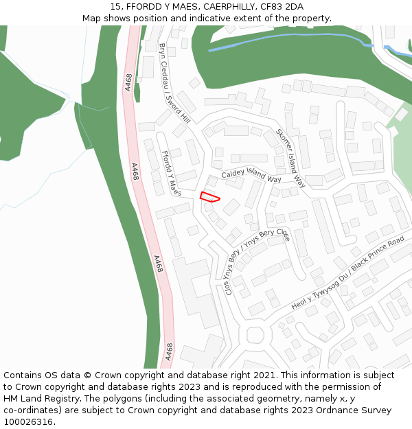 15, FFORDD Y MAES, CAERPHILLY, CF83 2DA: Location map and indicative extent of plot