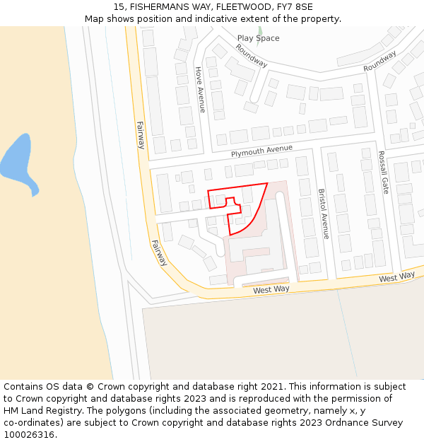 15, FISHERMANS WAY, FLEETWOOD, FY7 8SE: Location map and indicative extent of plot