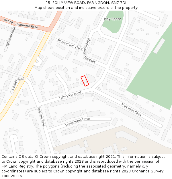 15, FOLLY VIEW ROAD, FARINGDON, SN7 7DL: Location map and indicative extent of plot