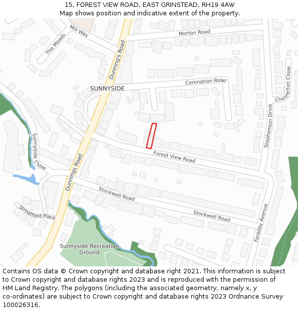 15, FOREST VIEW ROAD, EAST GRINSTEAD, RH19 4AW: Location map and indicative extent of plot