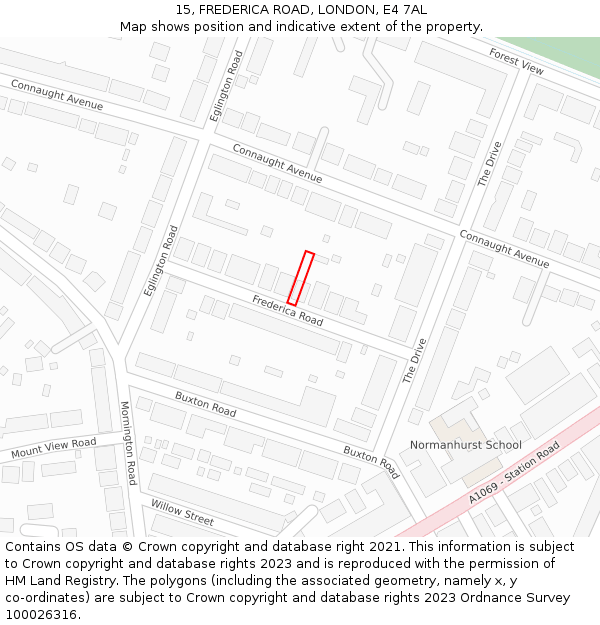 15, FREDERICA ROAD, LONDON, E4 7AL: Location map and indicative extent of plot