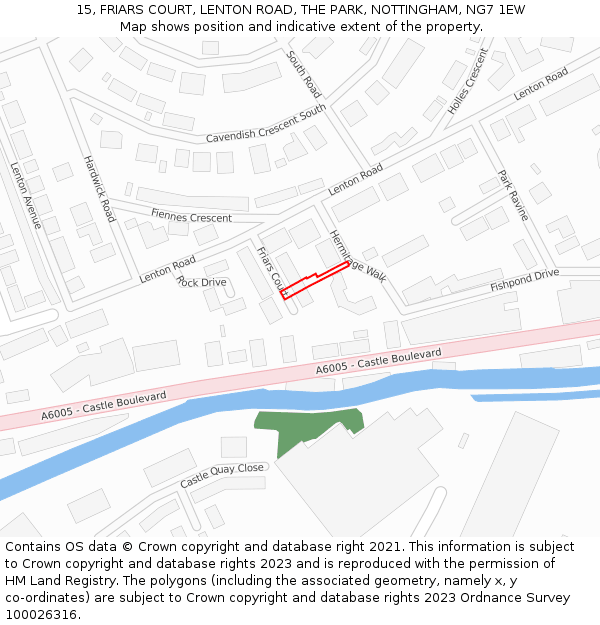 15, FRIARS COURT, LENTON ROAD, THE PARK, NOTTINGHAM, NG7 1EW: Location map and indicative extent of plot