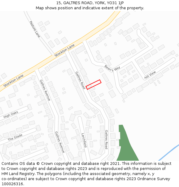 15, GALTRES ROAD, YORK, YO31 1JP: Location map and indicative extent of plot