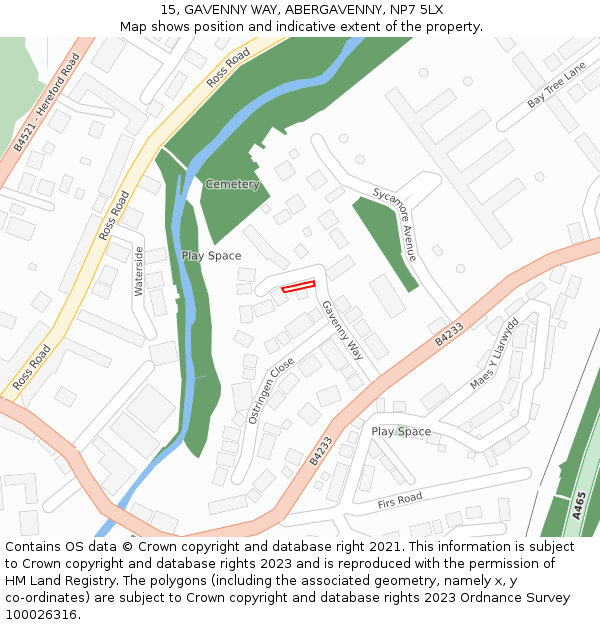 15, GAVENNY WAY, ABERGAVENNY, NP7 5LX: Location map and indicative extent of plot