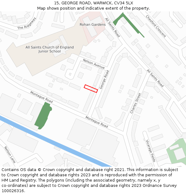 15, GEORGE ROAD, WARWICK, CV34 5LX: Location map and indicative extent of plot