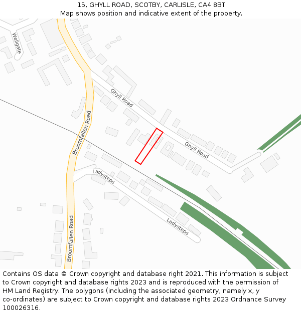 15, GHYLL ROAD, SCOTBY, CARLISLE, CA4 8BT: Location map and indicative extent of plot