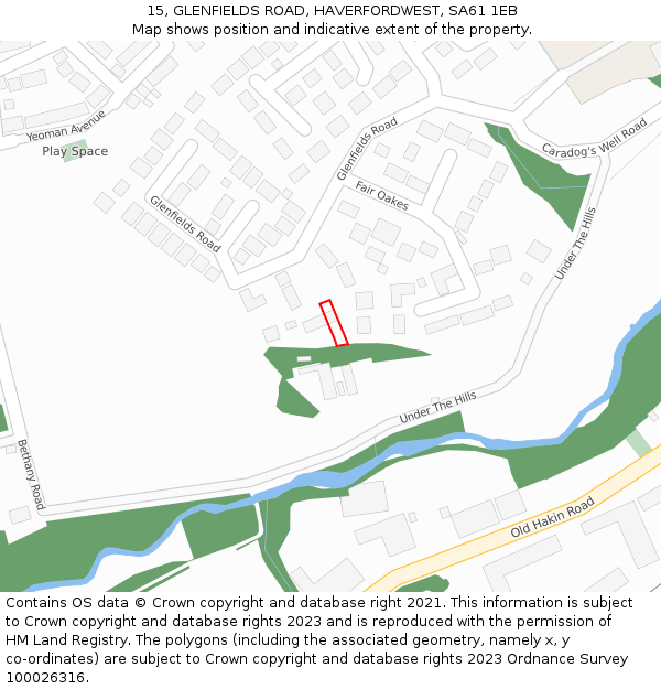 15, GLENFIELDS ROAD, HAVERFORDWEST, SA61 1EB: Location map and indicative extent of plot