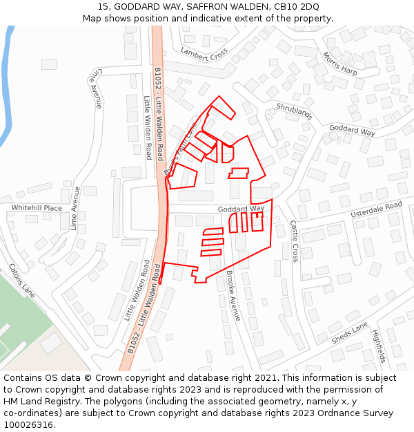 15, GODDARD WAY, SAFFRON WALDEN, CB10 2DQ: Location map and indicative extent of plot