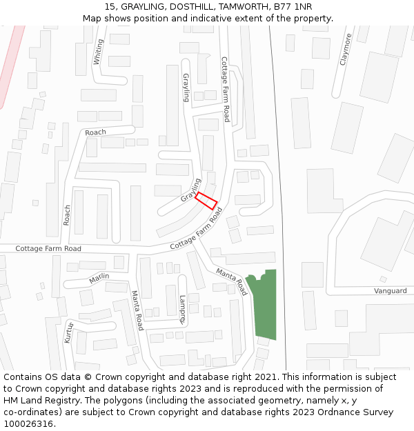 15, GRAYLING, DOSTHILL, TAMWORTH, B77 1NR: Location map and indicative extent of plot