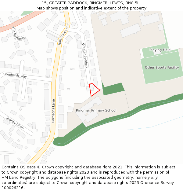 15, GREATER PADDOCK, RINGMER, LEWES, BN8 5LH: Location map and indicative extent of plot