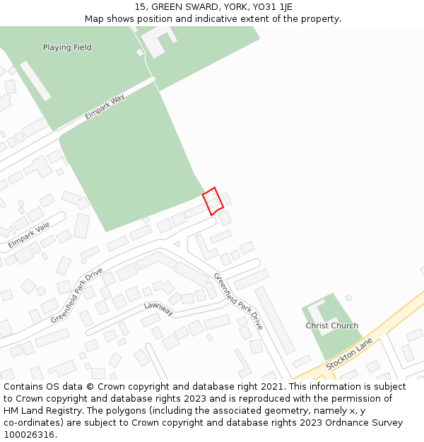 15, GREEN SWARD, YORK, YO31 1JE: Location map and indicative extent of plot