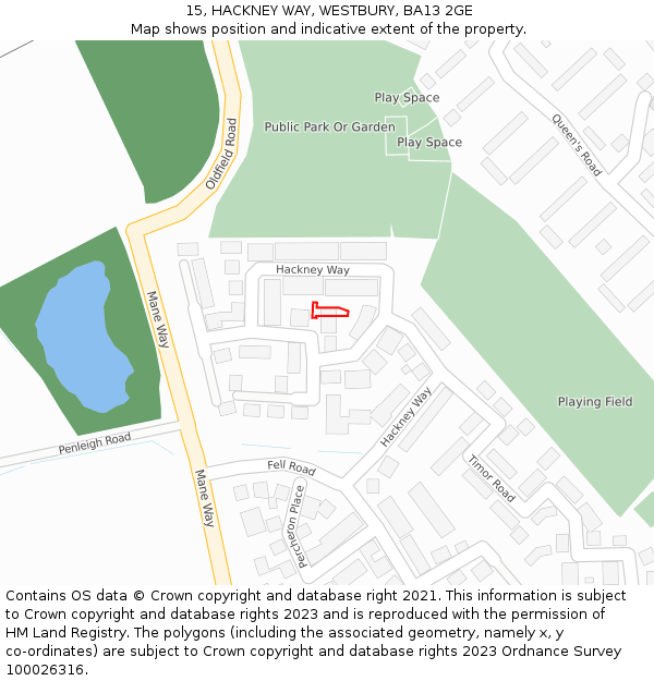 15, HACKNEY WAY, WESTBURY, BA13 2GE: Location map and indicative extent of plot