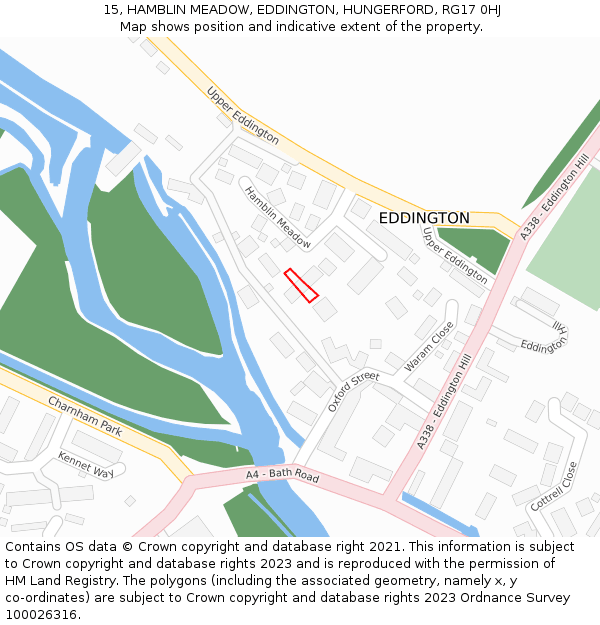 15, HAMBLIN MEADOW, EDDINGTON, HUNGERFORD, RG17 0HJ: Location map and indicative extent of plot