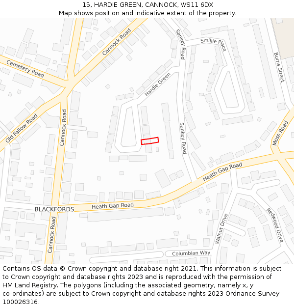 15, HARDIE GREEN, CANNOCK, WS11 6DX: Location map and indicative extent of plot