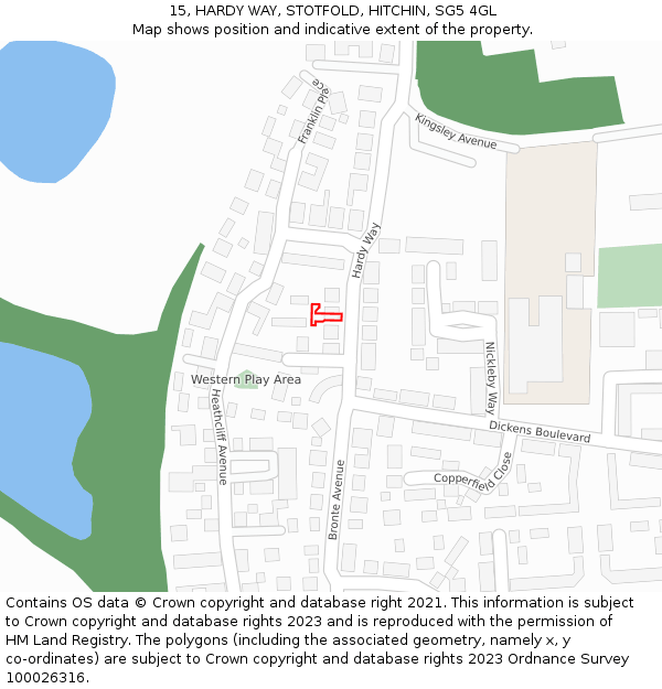 15, HARDY WAY, STOTFOLD, HITCHIN, SG5 4GL: Location map and indicative extent of plot
