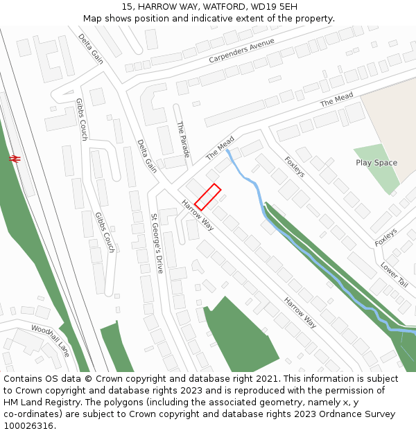 15, HARROW WAY, WATFORD, WD19 5EH: Location map and indicative extent of plot