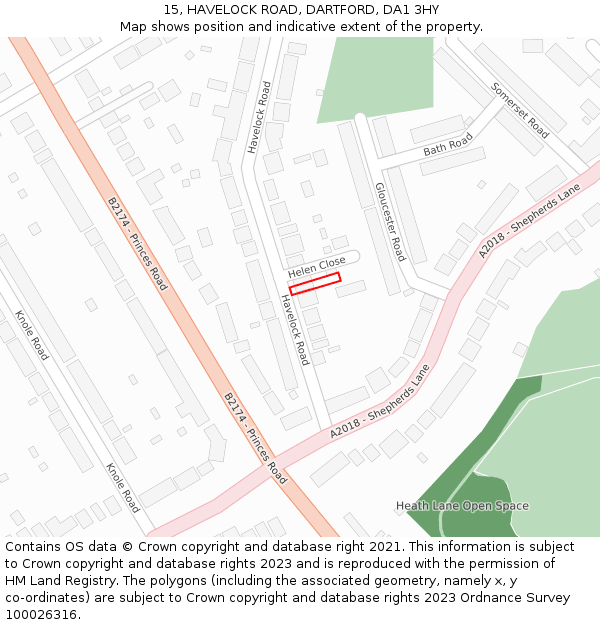 15, HAVELOCK ROAD, DARTFORD, DA1 3HY: Location map and indicative extent of plot