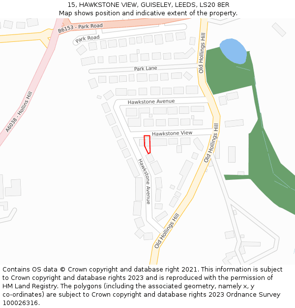 15, HAWKSTONE VIEW, GUISELEY, LEEDS, LS20 8ER: Location map and indicative extent of plot