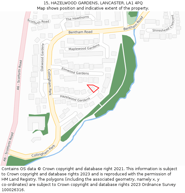 15, HAZELWOOD GARDENS, LANCASTER, LA1 4PQ: Location map and indicative extent of plot