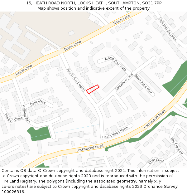 15, HEATH ROAD NORTH, LOCKS HEATH, SOUTHAMPTON, SO31 7PP: Location map and indicative extent of plot