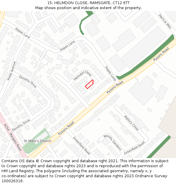 15, HELMDON CLOSE, RAMSGATE, CT12 6TT: Location map and indicative extent of plot