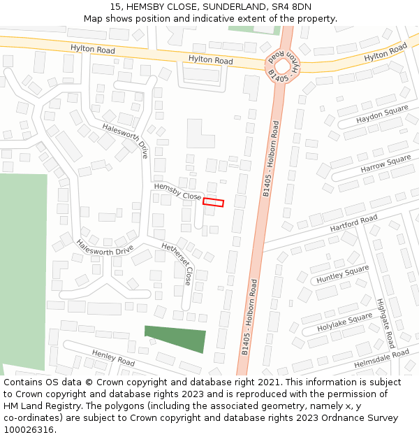 15, HEMSBY CLOSE, SUNDERLAND, SR4 8DN: Location map and indicative extent of plot