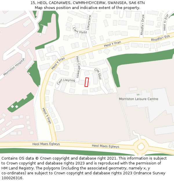 15, HEOL CADNAWES, CWMRHYDYCEIRW, SWANSEA, SA6 6TN: Location map and indicative extent of plot
