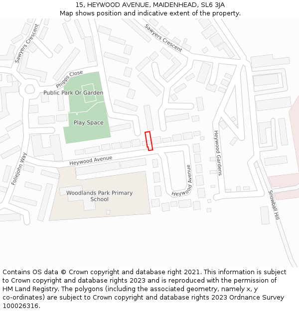 15, HEYWOOD AVENUE, MAIDENHEAD, SL6 3JA: Location map and indicative extent of plot