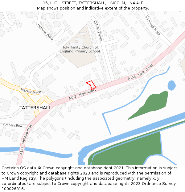 15, HIGH STREET, TATTERSHALL, LINCOLN, LN4 4LE: Location map and indicative extent of plot