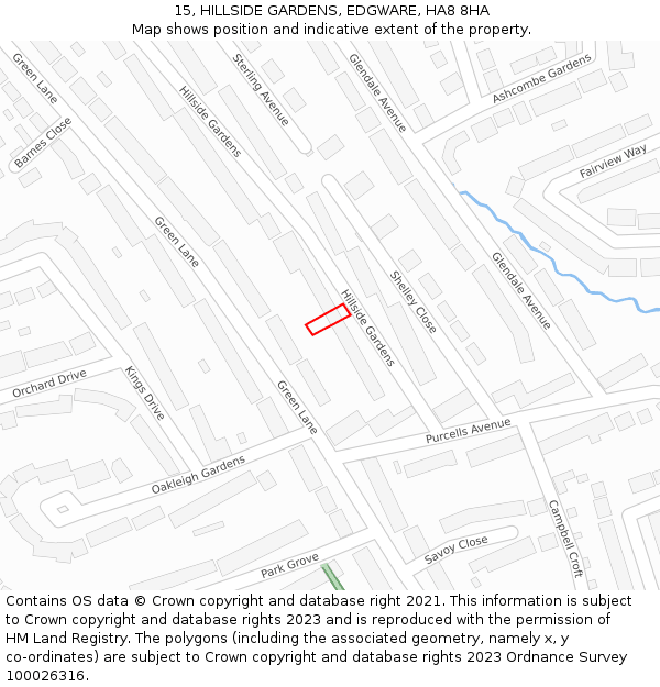 15, HILLSIDE GARDENS, EDGWARE, HA8 8HA: Location map and indicative extent of plot