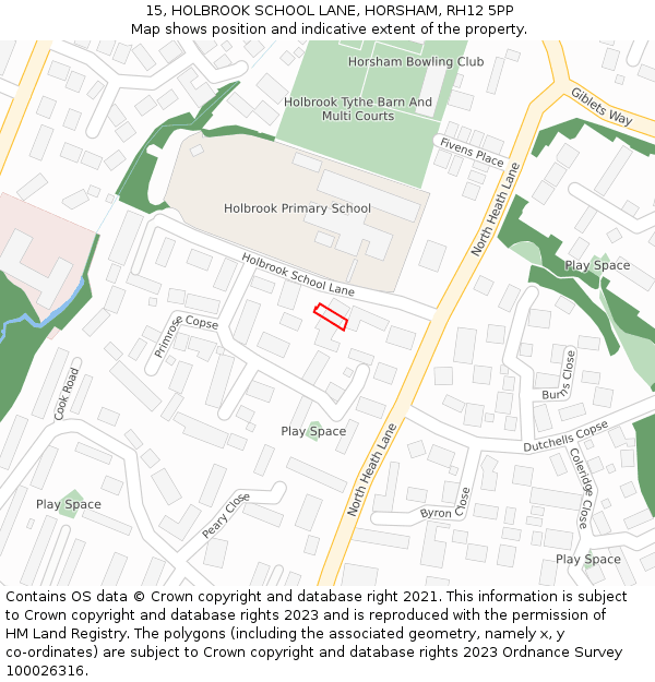 15, HOLBROOK SCHOOL LANE, HORSHAM, RH12 5PP: Location map and indicative extent of plot