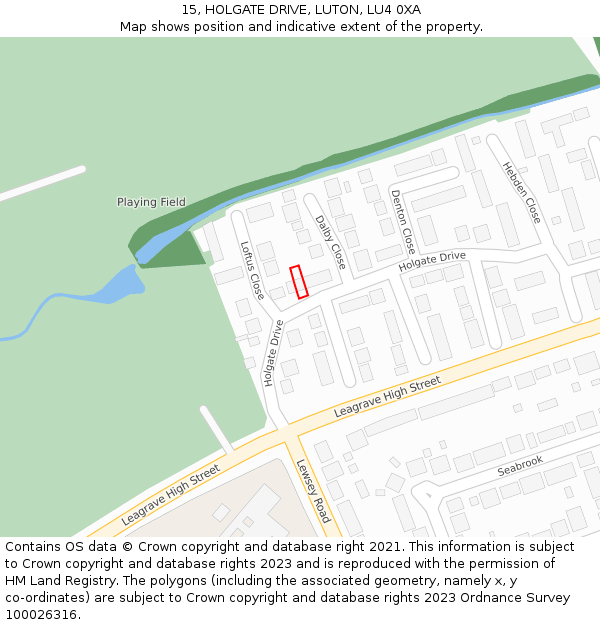 15, HOLGATE DRIVE, LUTON, LU4 0XA: Location map and indicative extent of plot