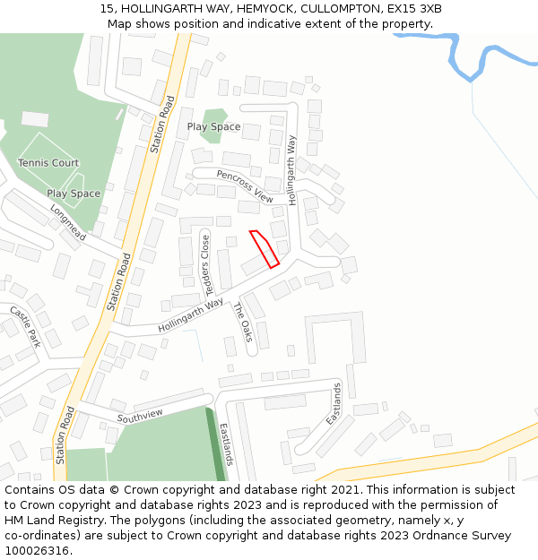 15, HOLLINGARTH WAY, HEMYOCK, CULLOMPTON, EX15 3XB: Location map and indicative extent of plot