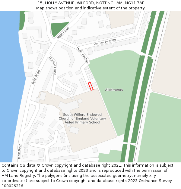 15, HOLLY AVENUE, WILFORD, NOTTINGHAM, NG11 7AF: Location map and indicative extent of plot