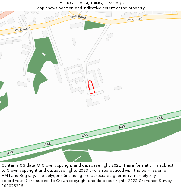 15, HOME FARM, TRING, HP23 6QU: Location map and indicative extent of plot