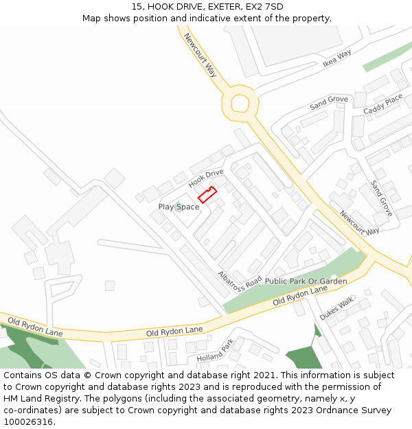 15, HOOK DRIVE, EXETER, EX2 7SD: Location map and indicative extent of plot